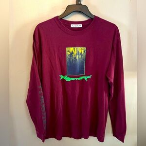 Flagstuff shirt - burgundy long sleeve 100% cotton graphic print
